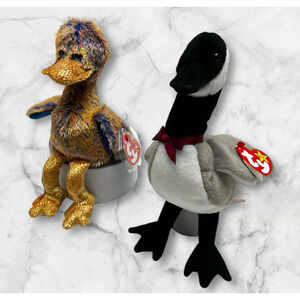 TY Beanie Baby 1998 & 2000 Dinky Dodo Bird Loosy Goose Retired Collectible Birds